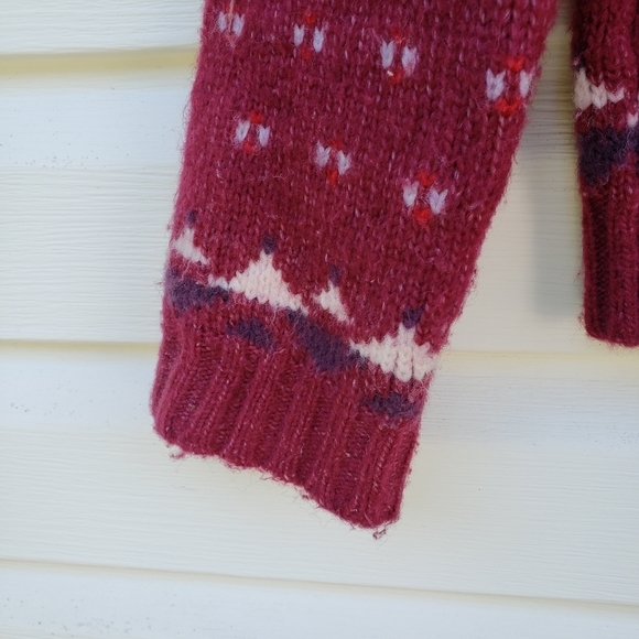 AMERICAN Eagle Fair Isle Pullover Sweater Small Mock Neck Red Nordic - Picture 7 of 11